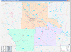 Pine Bluff Metro Area Wall Map Color Cast Style 2024